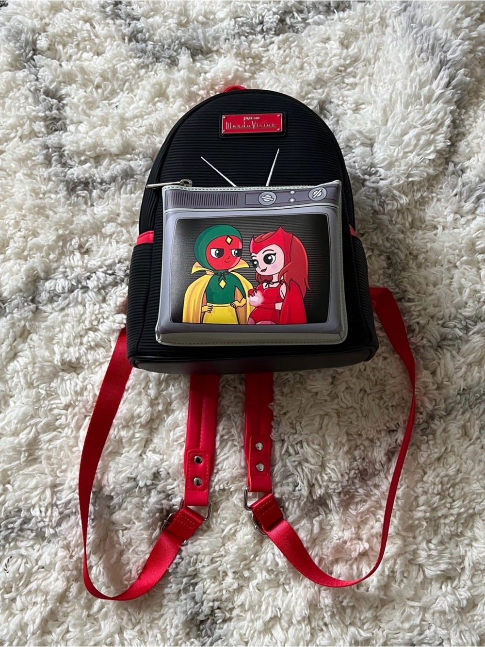 Loungefly Black & Red TV Front Mini Backpack - Cute Character Print